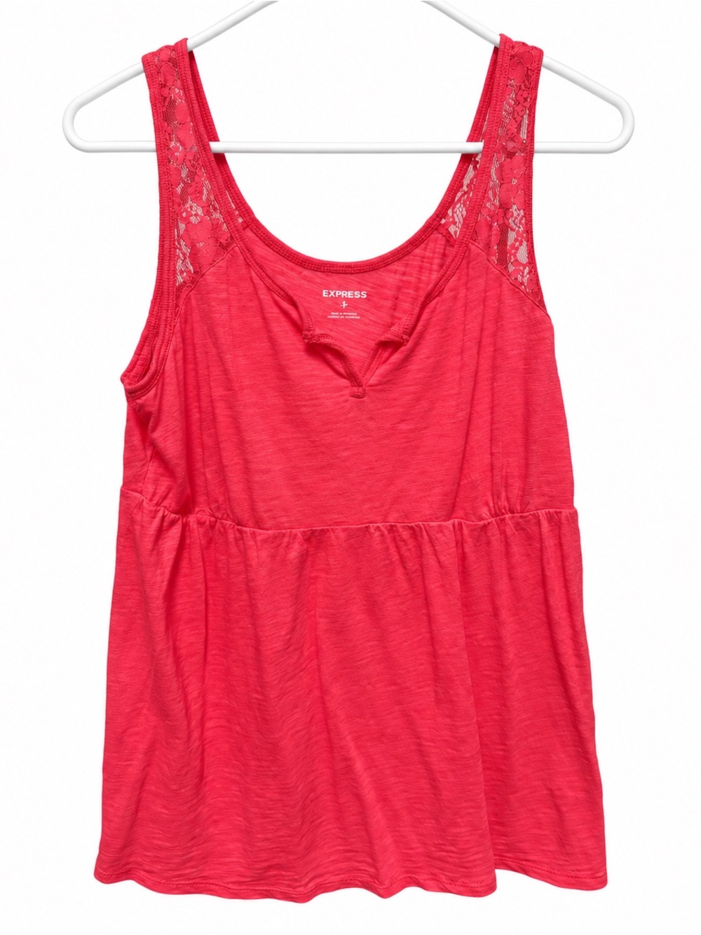 Express Women's Lace-Trim Coral Tank Top